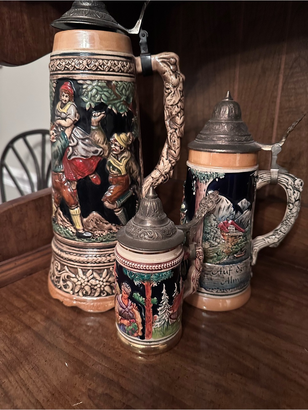 German-Style Ceramic Beer Stein Set - Multicolor Decorative Home Art